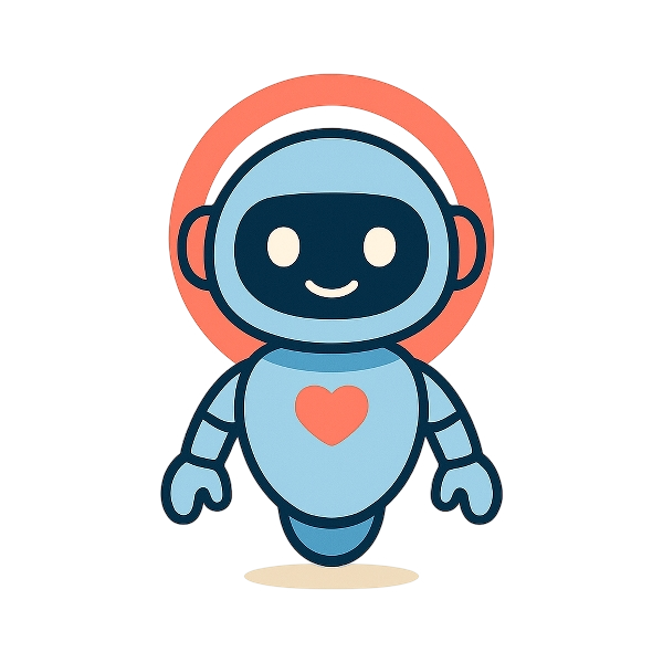 Early Lumo concept with a coral halo, headphones, and heart on the chest